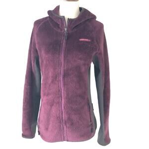 Merrell Purple Fuzzy Hoodie Two Tone Polartec Zip Up Jacket Size Medium